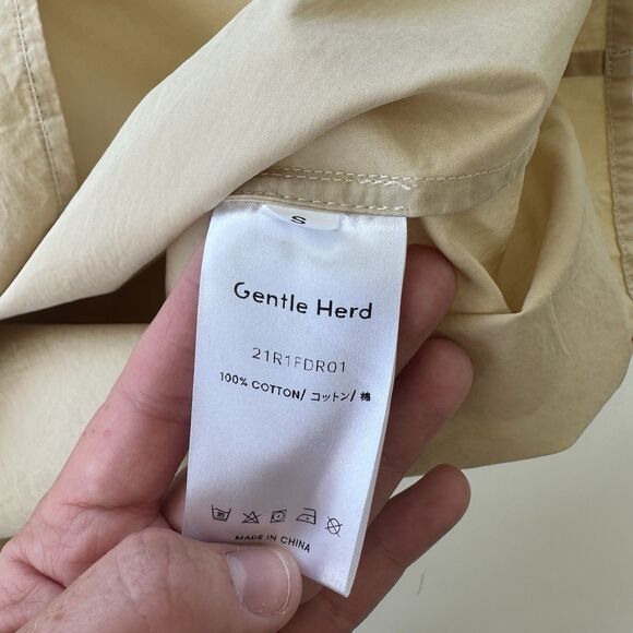 Gentle Herd Oversize Shirt Dress Cotton Poplin Small Beige Garmentory Pockets - Picture 8 of 9